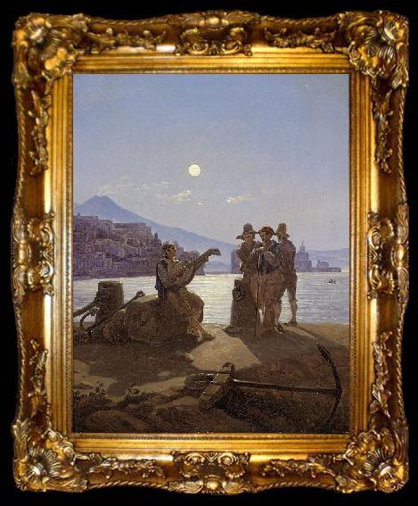 framed  Carl Gustav Carus Italienische Fischer im Hafen von Neapel, ta009-2